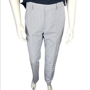 NWOT J. Crew Black/White Classic Seersucker Flat-Front Slacks Size 32"W x 32"L